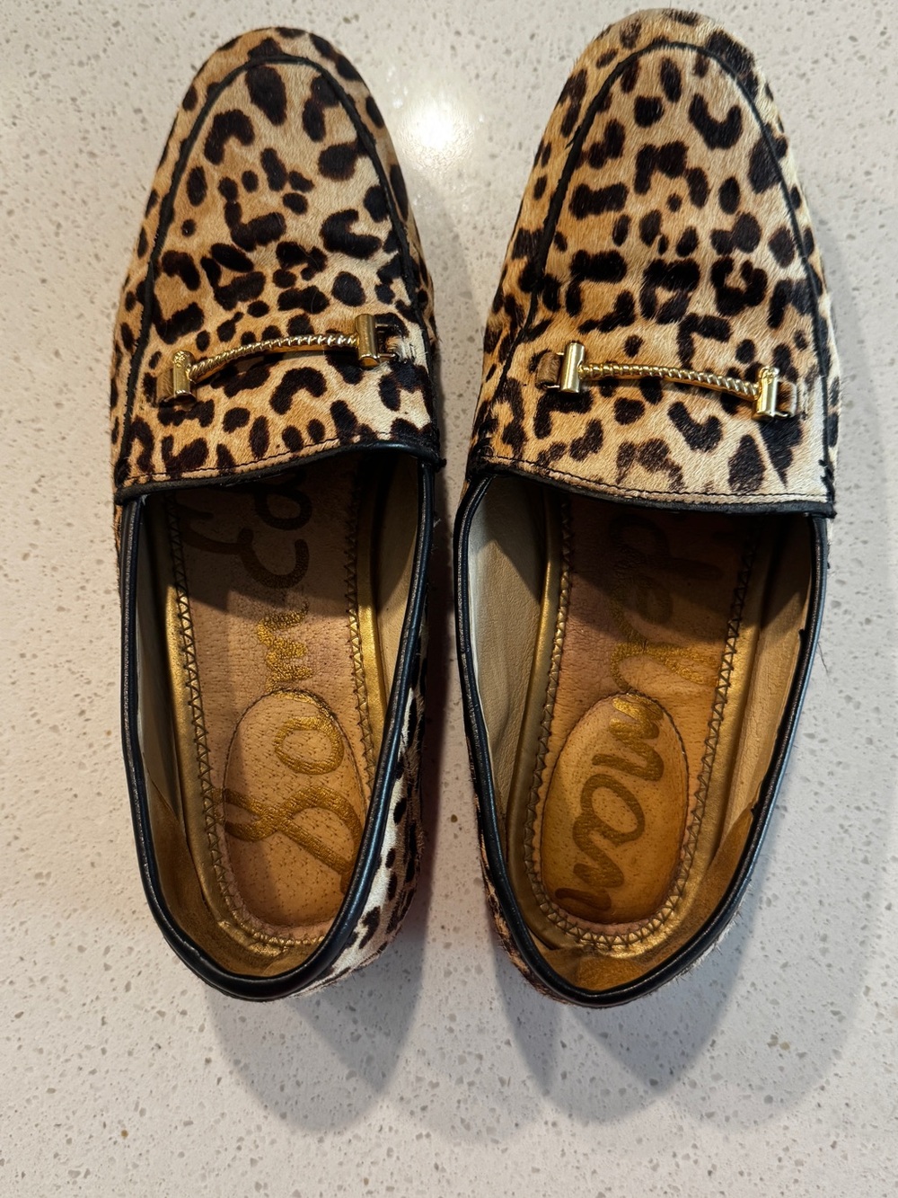 Sam Edelman Leopard Print Loafers with Gold Accent, Loraine Bit Loafer